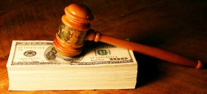 Judge Gavel on Stack of Money b